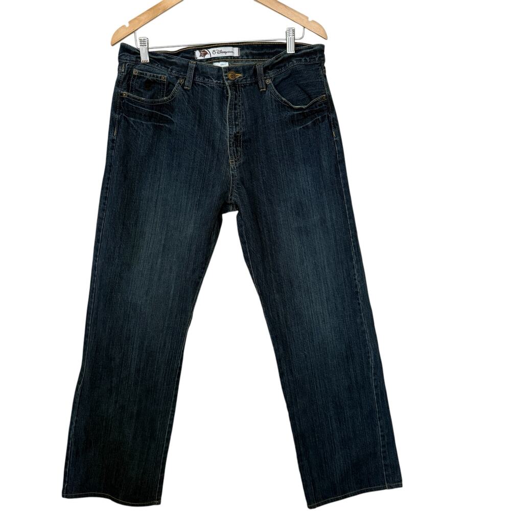 Disney‎ Store Womans Size 34 x 32 Mickey Mouse Embroidered Dark Wash Denim Jeans